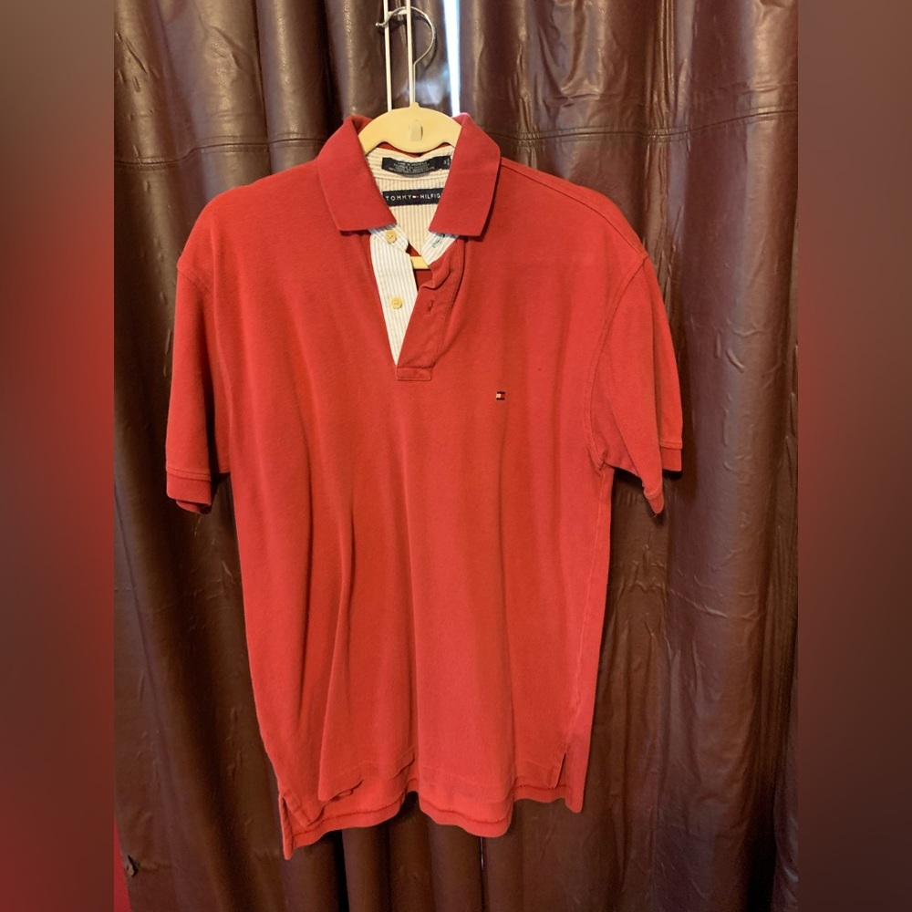 Tommy Hilfiger red retro polo tee medium